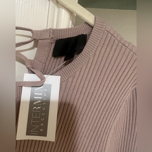 INTERMIX Mia Back Lace Up Knit flare Sleeves beige closet‎ capsule Sweate… - Picture 8 of 15